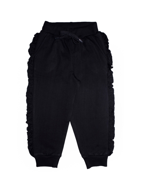 

KiddoPanti Girls Black Solid Straight-Fit Joggers