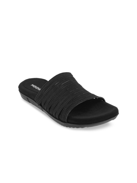 

Mochi Women Black Solid Open Toe Flats