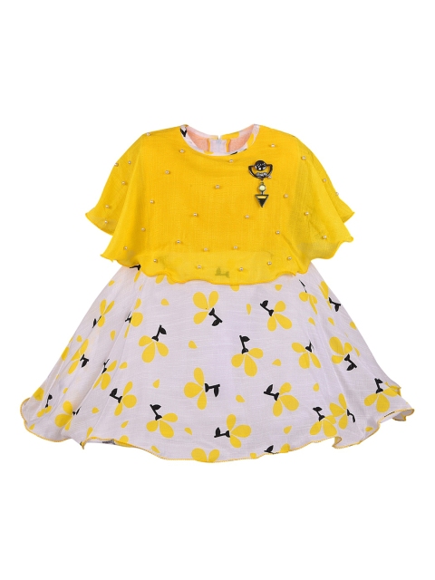 

Wish Karo Girls Yellow Embellished Fit and Flare Dress