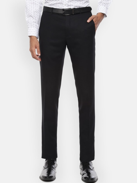 

Van Heusen Men Black Slim Fit Solid Formal Trousers