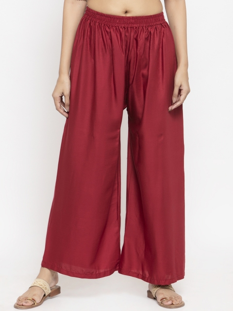 

NEUDIS Women Maroon Solid Wide Leg Palazzos