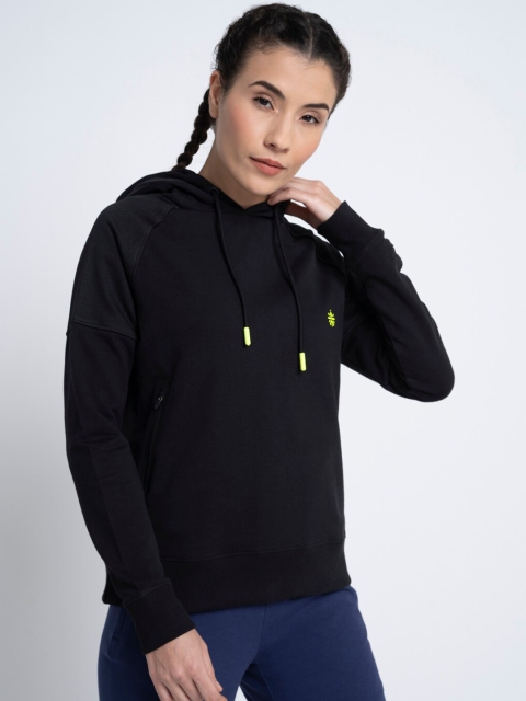 

Cultsport Women Black Printed Hooded Sweatshirt