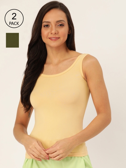 

Lady Lyka Women Pack Of 2 Solid Camisoles, Olive