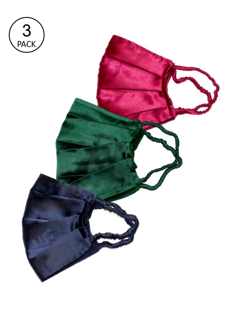 

Bellofox Women Pack of 3 Solid Satin 3-Ply Anti-Pollution Reusable Cloth Masks, Pink