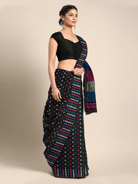 

Mitera Multicoloured Silk Cotton Printed Jamdani Saree, Multi