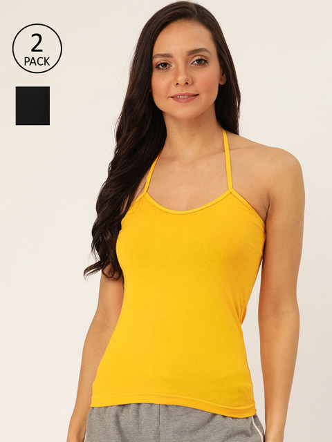 

Lady Lyka Women Pack of 2 Solid Camisoles, Mustard