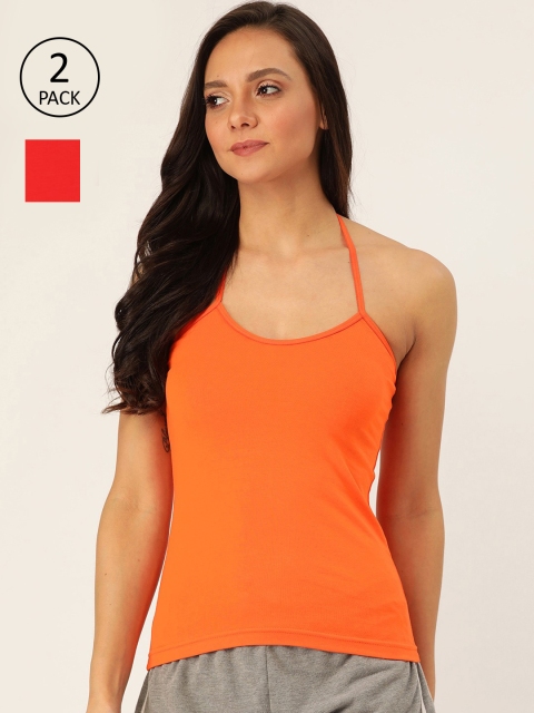 

Lady Lyka Women Pack of 2 Orange & Red Solid Camisoles
