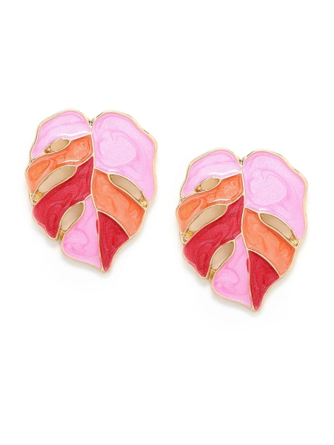 

Bellofox Gold-Plated & Pink Leaf Shaped Studs