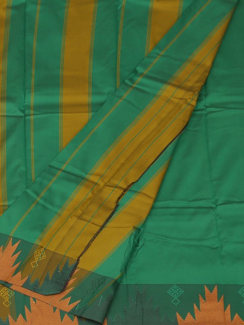 

Pothys Green & Yellow Butter Silk Solid Saree
