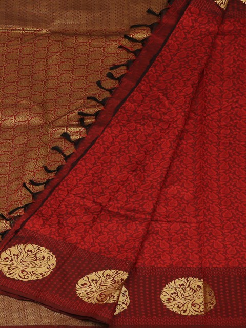 

Pothys Maroon & Black Art Silk Solid Saree
