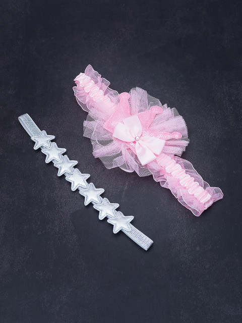 

Golden Peacock Girls Set of 2 Pink & White Elastic Hairbands
