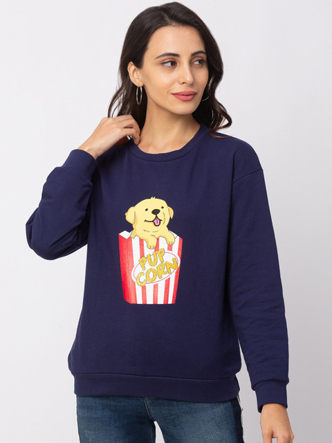 

Globus Women Navy Blue & Yellow Printed Sweatshirt