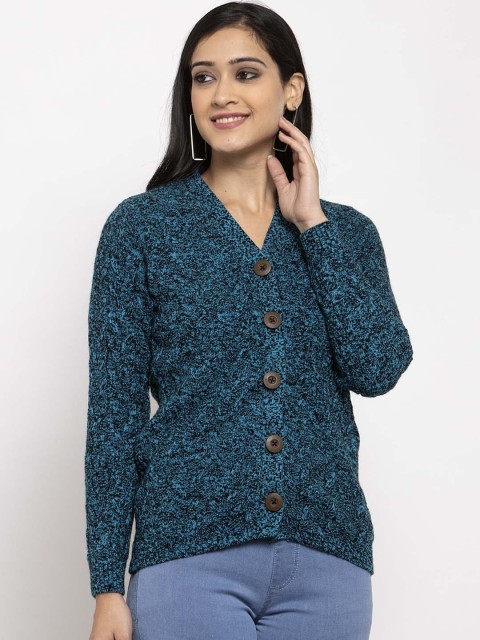 

Kalt Women Blue & Black Speckled Cardigan Sweater