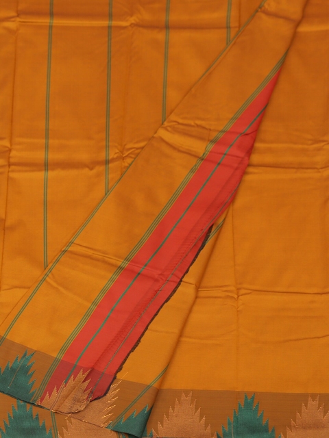 Pothys Orange & Mustard Art Silk Striped Saree