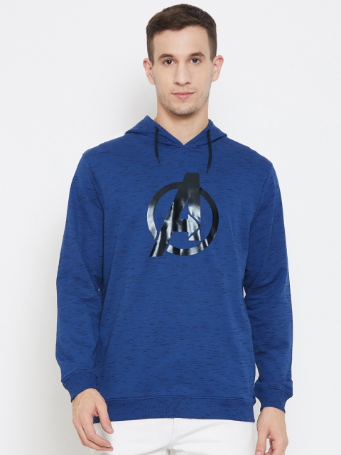 

Marvel by Wear Your Mind Men Blue & Black Printed Hooded Sweatshirt