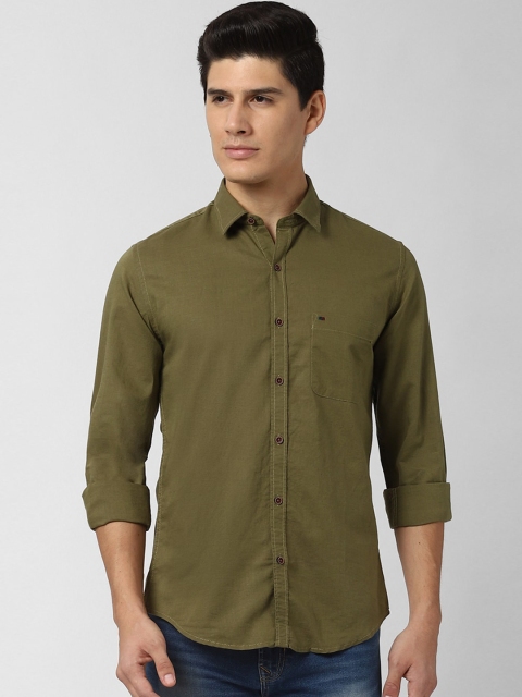 

Peter England Casuals Men Olive Green Slim Fit Solid Casual Shirt