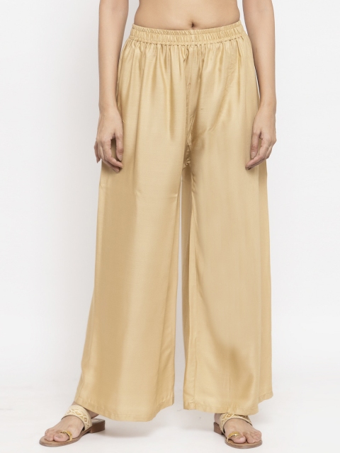 

NEUDIS Women Beige Solid Wide Leg Palazzos