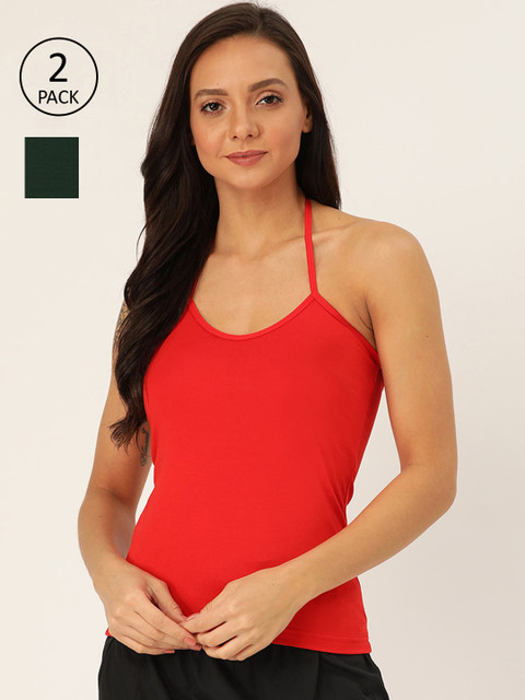 

Lady Lyka Women Pack Of 2 Solid Camisoles, Red