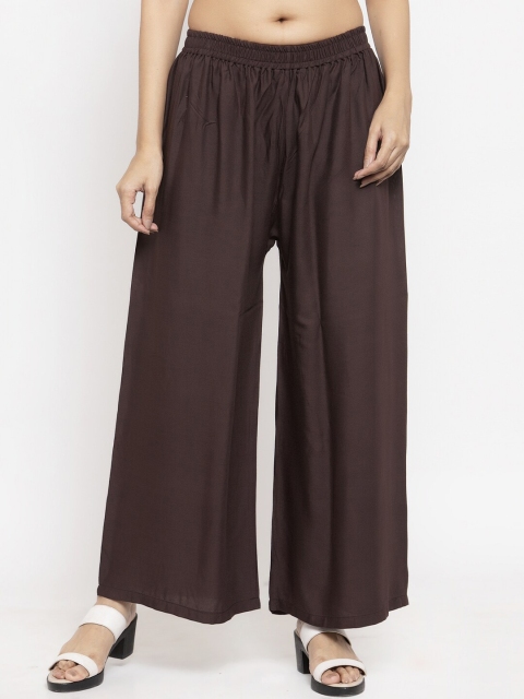 

NEUDIS Women Brown Solid Flared Fit Palazzos