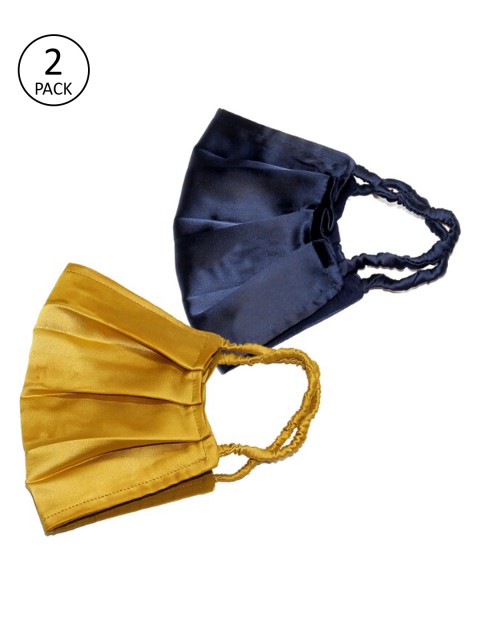 

Bellofox Women 2 Pcs 3-Ply Reusable Outdoor Satin Masks, Navy blue