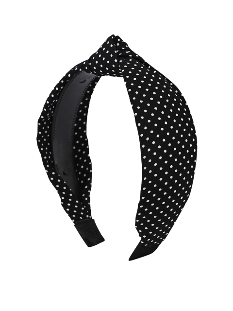

BuckleUp Women Black & White Polka Dot Print Knot Detailed Hairband