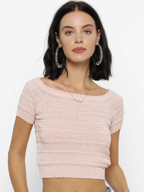 

FOREVER 21 Women Pink Sweater Knit Crop Top
