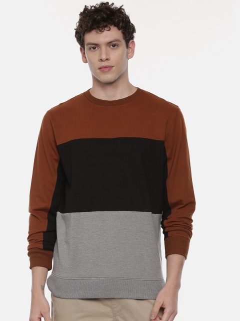 

Breakbounce Men Bronze-Toned & Black Colourblocked Sweatshirt