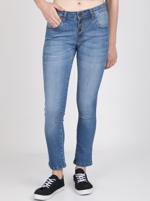 BROADSTAR Women Blue Slim Fit Mid-Rise Clean Look Jeans