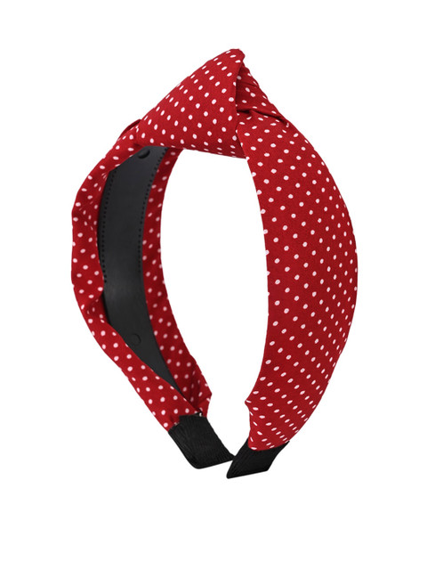 

BuckleUp Women Red & White Polka Dot Print Knot Detailed Hairband