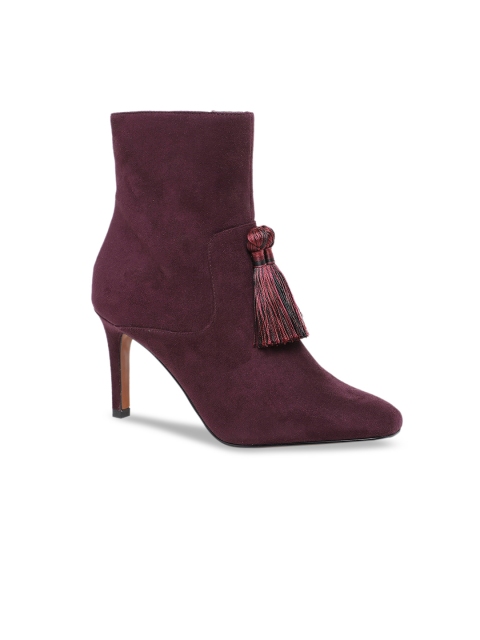 CHARLES & KEITH Women Purple Solid Heeled Boots