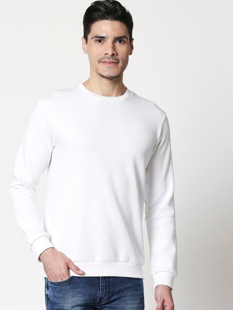 

Bewakoof Men White Solid Round Neck Pullover Sweater