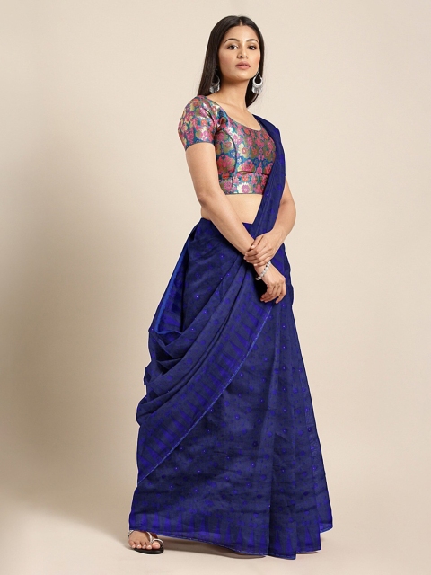 

Mitera Blue Silk Cotton Woven Design Jamdani Saree