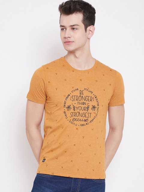 

Adobe Men Mustard Printed Round Neck T-shirt