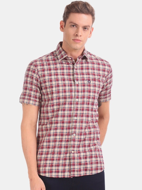 

Arrow Sport Men Beige Regular Fit Checked Casual Shirt