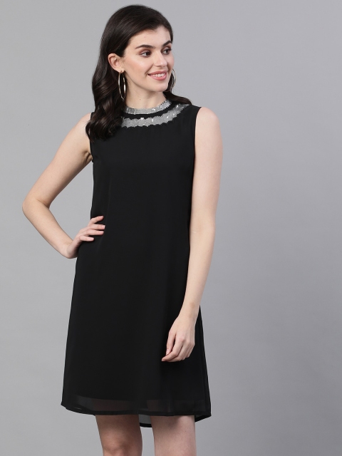 

Ishin Women Black Solid A-Line Dress