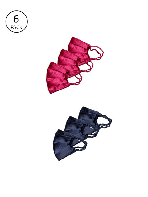 

Bellofox Women Pack of 6 Solid 3-Ply Anti-Pollution Reusable Cloth Masks, Pink