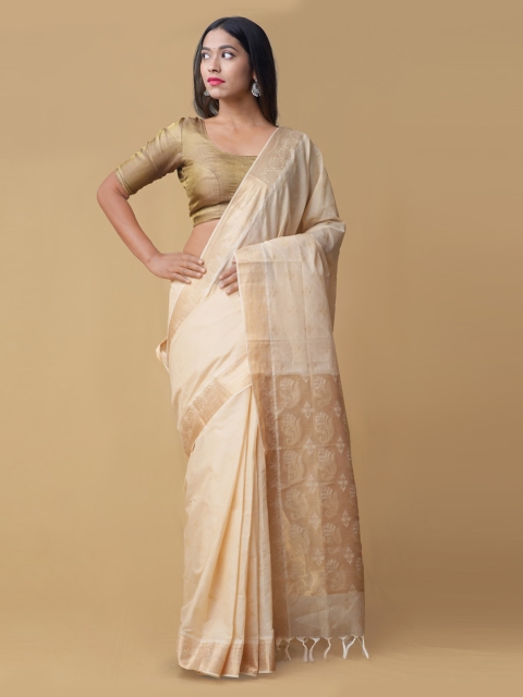 

Unnati Silks Off-White Pure Cotton Printed Mysore Silk Saree