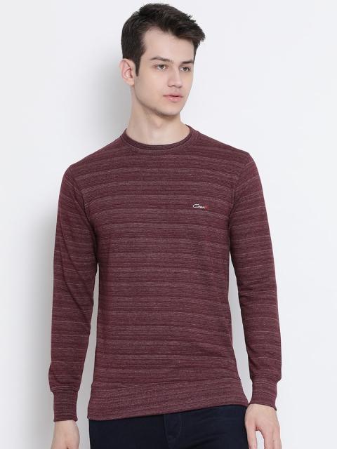 

Genx Men Maroon Striped Sweatshirt