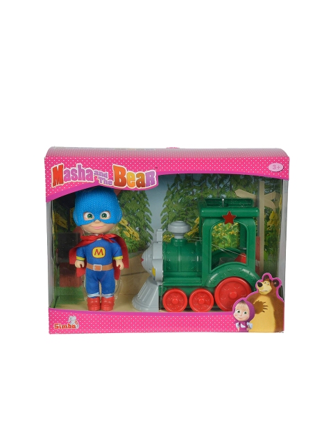 

Masha and The Bear Kids Green & Blue Superhero With Train Playset