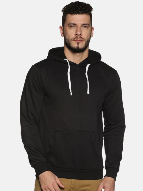 

Instafab Men Black Solid Hooded Sweatshirt