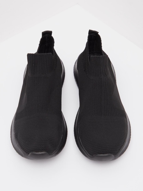 

shoexpress Men Black Textile Slip-On Walking Shoes