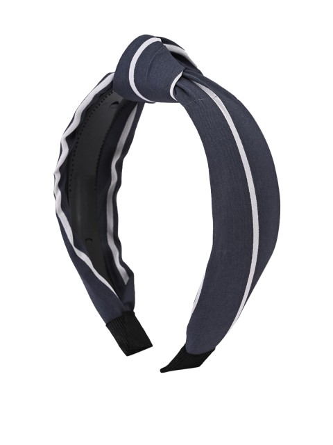 

BuckleUp Women Grey & White Striped Knot Detailed Hairband