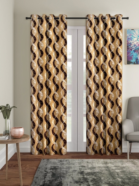 

Cortina Set of 2 Brown & White Printed Long Door Curtains
