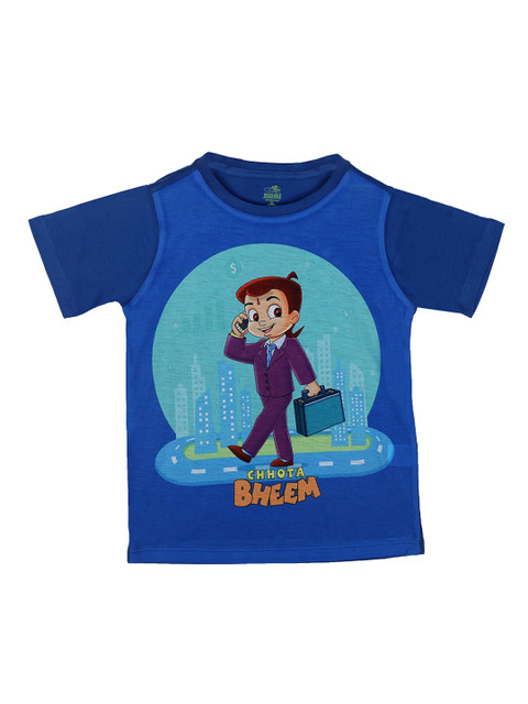 

Chhota Bheem Boys Blue Chhota Bheem Printed Round Neck T-shirt