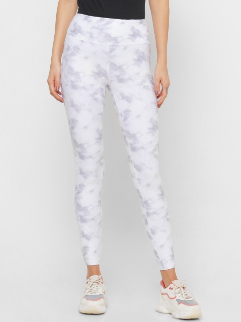 

FOREVER 21 White Printed Active High-Rise Leggings