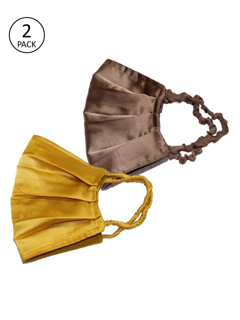 

Bellofox Women Pack of 2 Solid 3-Ply Anti-Pollution Reusable Cloth Masks, Brown
