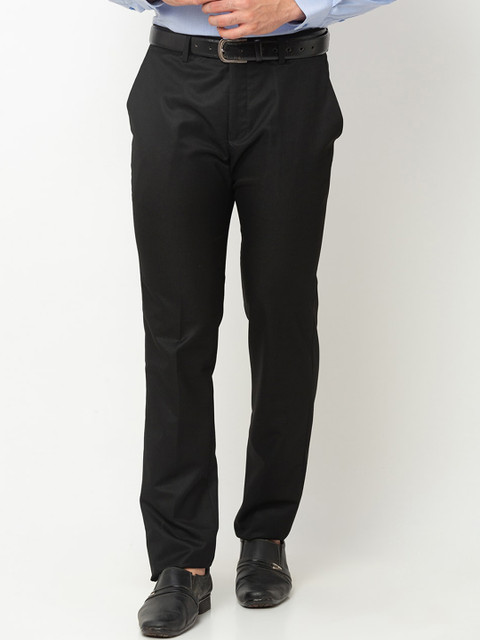 

Globus Men Black Regular Fit Solid Formal Trousers
