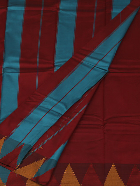 

Pothys Blue & Maroon Art Silk Colourblocked Saree