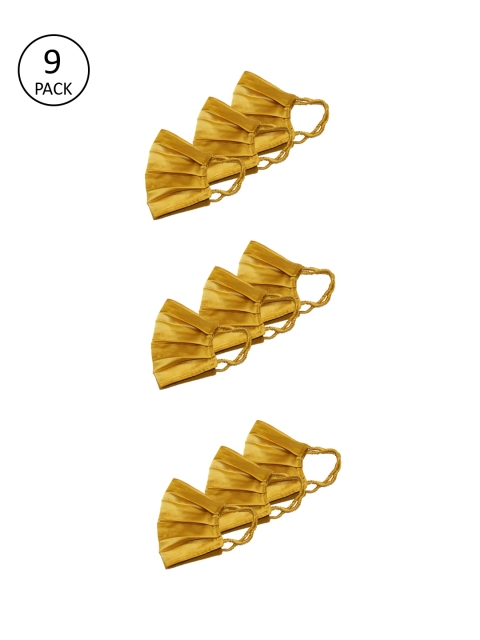 

Bellofox Women 9 Pcs Yellow Solid Reusable Outdoor 3-Ply Satin Masks