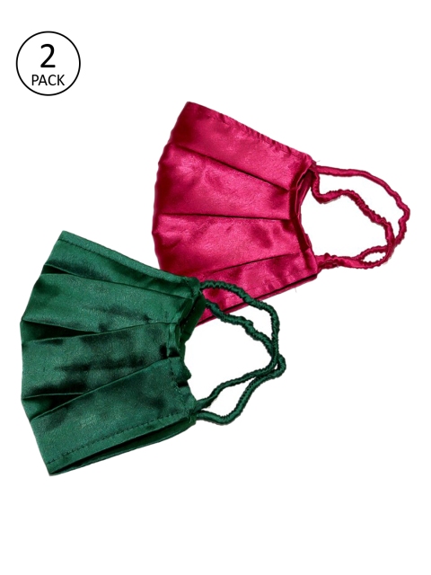 

Bellofox Women Pack of 2 Solid Satin 3-Ply Anti-Pollution Reusable Cloth Masks, Pink
